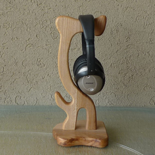创意造型檀木实木单耳机架实木耳机架