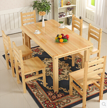 包邮小户型实木餐桌椅简约松木餐桌椅组合4人6人全实木长方形餐桌