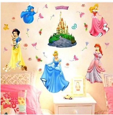 包邮贴画白雪公主墙贴 儿童房女孩卧室卡通宝宝房床头 装饰贴纸