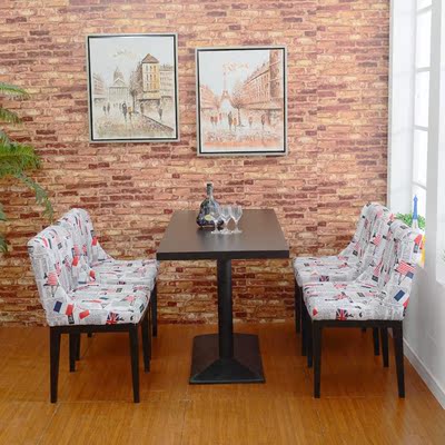 洽谈桌 咖啡厅餐桌椅组合 西餐厅实木桌椅 简约日式铁艺餐桌包邮