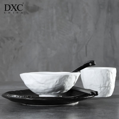 创意陶瓷餐具套装家用 DXC日式酒店餐厅碗碟套装中式摆台盘子套装