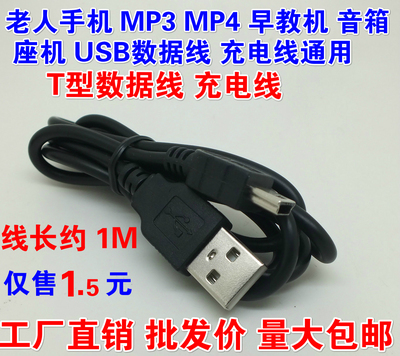 MP3 MP4老式旧款手机 无线扩音器 相机Mini USB数据线充电器T型口
