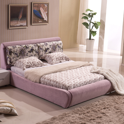 现代简约双人布艺布床1.8米 小户型可拆洗软体软床软包软靠床1.5
