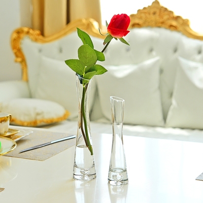 创意透明单只玻璃小花瓶现代简约客厅餐厅摆件插花花器玫瑰宜家