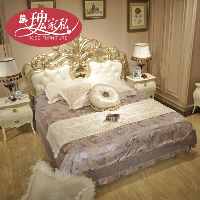 瑰家私简约实木软靠古典六尺床法式桦木欧式1.8米卧室奢华双人床