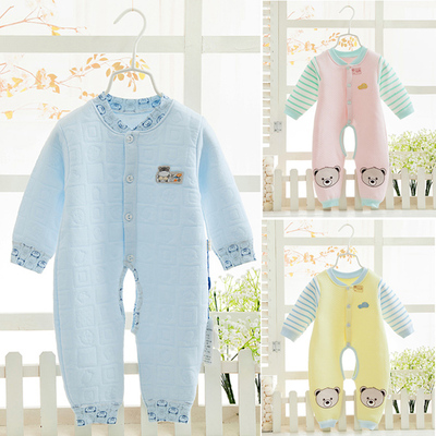 婴儿连体衣秋冬加厚0-3-6个月1岁宝宝纯棉保暖哈衣爬服新生儿衣服