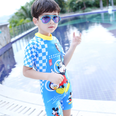 2016年汐琪新款儿童泳衣 韩国卡通男童连体泳衣 短袖儿童泳衣