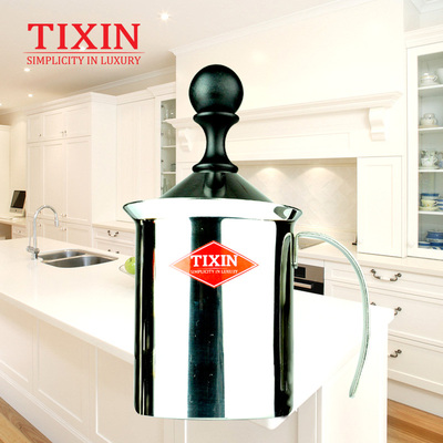 TIXIN/梯信 不锈钢打奶器 双层手动打奶泡器咖啡牛奶发泡机 400ml