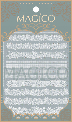 MAGICO茉纪品牌超薄背胶美甲贴纸 白色/黑色布蕾丝指甲贴