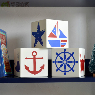 海洋英伦书房木制品家居装饰品 地中海创意工艺品橱窗小道具摆件
