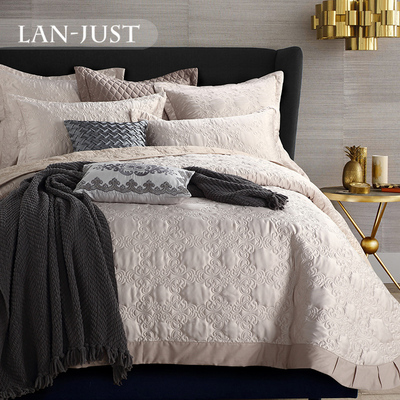 lanjust欧式床盖三件套五件套样板房软装七件套两用盖毯绗缝床盖