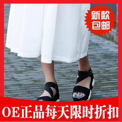 欧洲站OE正品夏季新款时尚休闲个性女士厚底鞋松糕皮鞋凉鞋OE9049