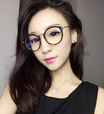 韩版潮流平光眼镜框 个性复古圆形黑框女潮眼镜架 可配近视眼镜男