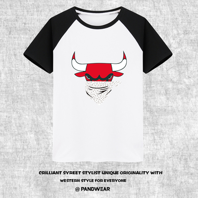 攀威夏季篮球运动印花短袖T恤恶搞蒙面公牛队男女情侣圆领半袖