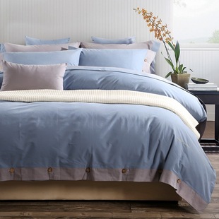 美式纯色四件套棉麻素色床上用品中式简约床品套件2.0m1.8m床特价