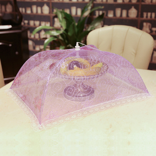 包邮 喜家家 夏季新款蕾丝盖细密网眼大号可折叠防苍蝇盖碗饭菜罩
