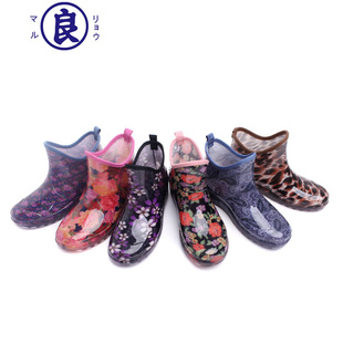 日本进口日本制女式时尚高档雨鞋套鞋水鞋樱花休闲胶鞋