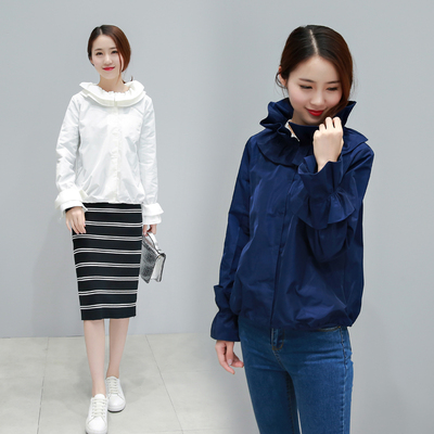 韩版纯色长袖宽松圆领2016年秋季短外套