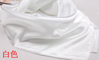 促销单色素色纯色丝巾商务工装白色小方巾小丝巾光滑面料可印LOGO
