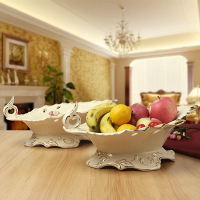 欧式陶瓷果盘客厅高档装饰摆件创意实用家居饰品客厅茶几礼品美式