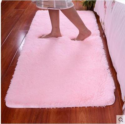 加厚丝毛绒纯色可机洗地毯卧室客厅茶几床边毯 防滑吸水门垫定做