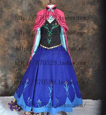 冰雪奇缘の安娜公主Anna礼服裙cosplay服装成人服6件套含帽子手套