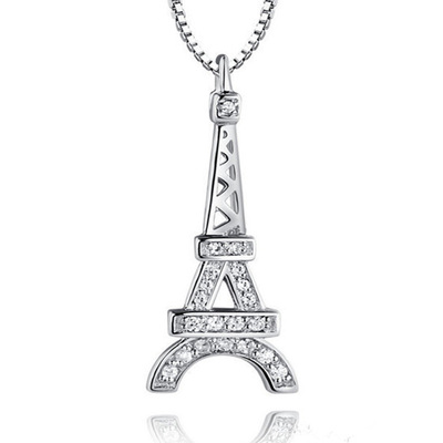 925纯银 高档饰品 浪漫的巴黎埃菲尔铁塔女款吊坠 永恒之爱