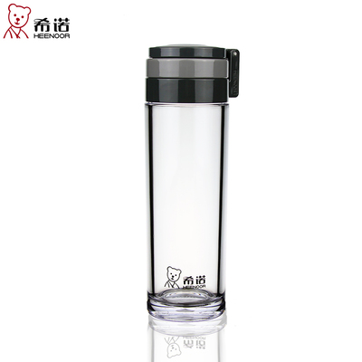 希诺高档加厚塑料杯带盖 便携大容量带提环过滤网泡茶运动水杯子