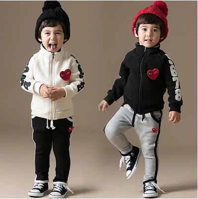 儿童冬季装套装男童装韩版休闲加厚运动服潮宝宝加绒卫衣两件套装