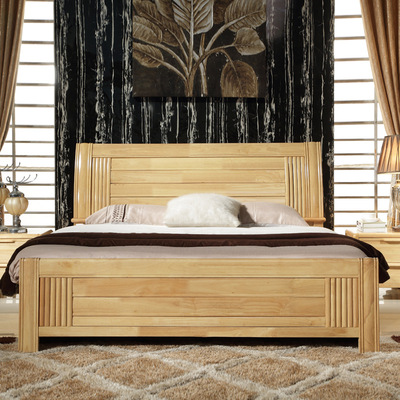 松上全实木1.8米床特价1.5米双人床现代简约经济型高箱储物床婚床