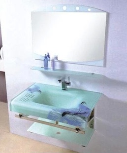 洗手盆钢化玻璃洗脸盆组合浴室挂墙盆不锈钢支架陶瓷盆卫浴卫生间