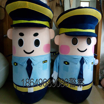 新款警察人偶服装 来图定制卡通头套道具表演服 毛绒布艺公仔玩具