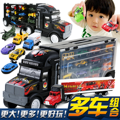 大货车玩具大货柜车运输车合金车模合金玩具车收纳箱儿童玩具包邮