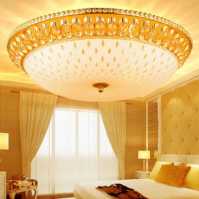 金色圆形水晶灯LED客厅灯现代时尚卧室灯温馨浪漫吸顶灯饰灯具