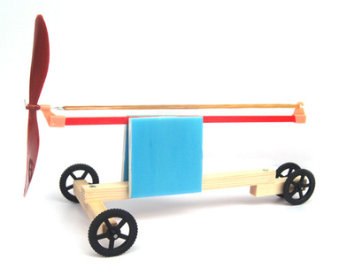 DIY科技小制作模型比赛专用套材 橡皮筋动力旋风车 科普益智玩具