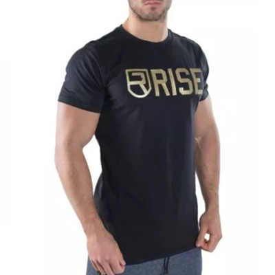 Rise肌肉兄弟男士T恤 健身运动圆领纯棉短袖修身纯色简约训练上衣