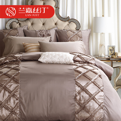 美式四件套奢华酒店床上用品欧式样板房软装八件套纯棉床品套件