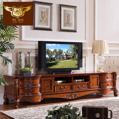 HAIREN欧式电视柜 美式乡村家具实木电视柜 客厅卧室储物电视柜