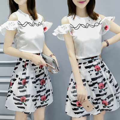 2016夏季韩版新款韩版女装 a字裙裙子休閑两件 套装 短裙 连衣裙