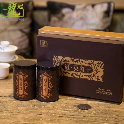 西湖龙冠英德红茶春茶叶广东特产英红红茶2016年新茶茶叶礼盒装