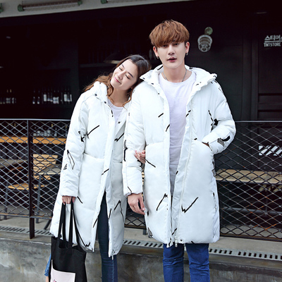 冬季外套韩版棉衣女中长款加厚学生男女情侣装长款防寒服羽绒棉服