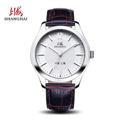 上海手表经典复古手动机械表大表盘简约大气舒适皮带男士表518-5