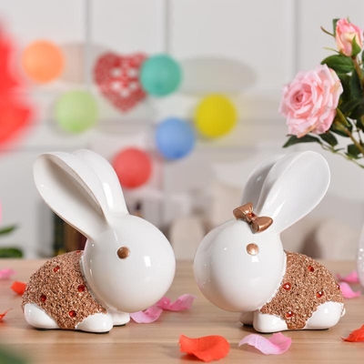 结婚礼物 创意高档欧式兔客厅家居装饰摆件实用 闺蜜朋友新婚礼品