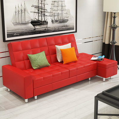 简易沙发客厅皮艺沙发三人多功能组合沙发简约现代小户型沙发