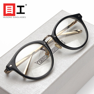 复古眼镜框女韩版圆形金属全框V牌gm潮流近视大眼镜框架个性时尚