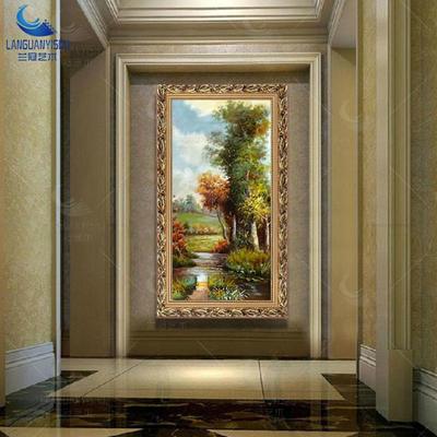 兰冠手绘油画简约现代古典欧式风景油画玄关竖版客厅过道手工装饰