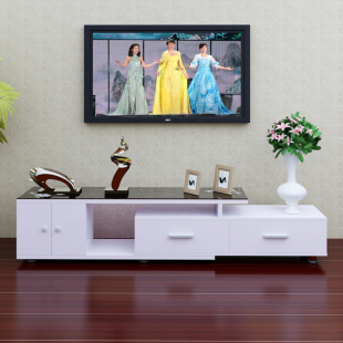 现代简约电视柜伸缩 茶几电视柜组合 钢化玻璃客厅木质柜子
