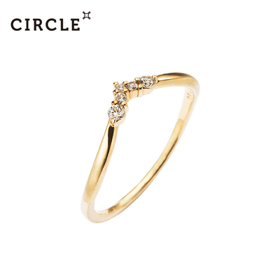 Circle珠宝钻石戒指女18k黄金群镶钻石首饰戒指正品V形时尚设计