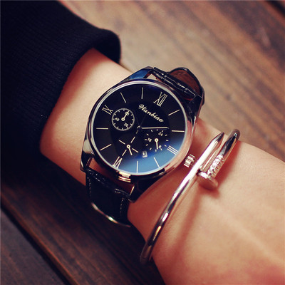 男士时尚腕表男款韩版学生手表男女皮带潮流复古商务超薄石英手表