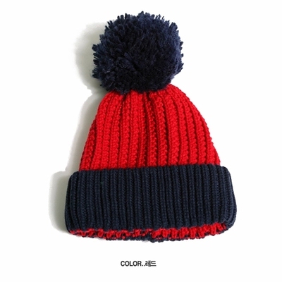 春秋冬季韩版可爱情侣毛线帽男女士针织帽子保暖防寒毛球帽红白色